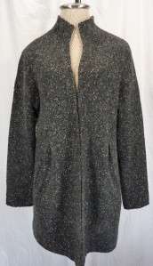 EILEEN FISHER Charcoal Gray Nubby Textured ANGORA Bld Sweater Coat 