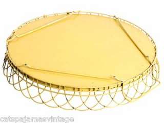 Vintage Yellow Wire Tray w/ Barkcloth Insert 1940s  