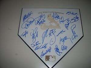   Cardinals Team Signed Wild Card Champions Home Plate COA NL Champs