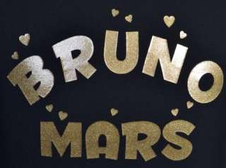 BRUNO MARS NEW BLACK T SHIRT With GOLD GLITTER 5 15  
