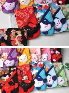   Japanese Lucky Cat Maneki Neko Mobile Pouch / Sock