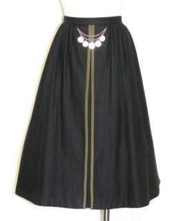 BLACK WOOL Women Dirndl German Dress A LINE Skirt 12 M  