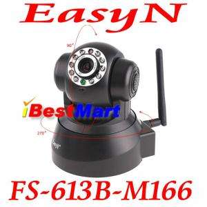 EasyN Wireless WIFI IR LED IP Camera Nightvision FS 613B M166 Black 