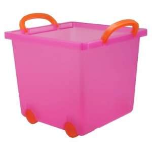   21.5 Quart Wheeled Pink/Orange Stacking Basket by Iris