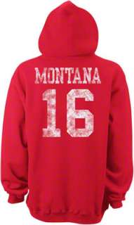 Joe Montana San Francisco 49ers Red Vintage Name & Number Hooded 
