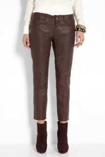 Vanessa Bruno Athe  Red Leather Skinny Crop Trousers by Vanessa Bruno 