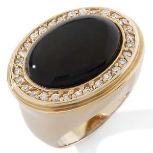 IMAN Global Chic Jeweled Onyx European Style Glamour Ring 