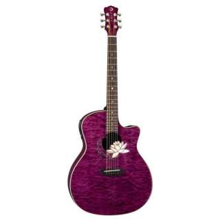  Luna Flora Lotus Acoustic Guitar, Tranz Plum/Quilted Maple 