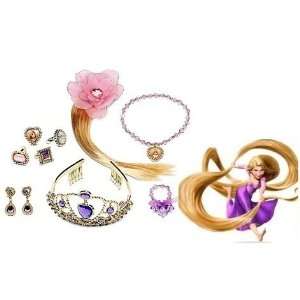 Disney Tangled Rapunzel 15 Hair Extension with Tiara Crown and Rings