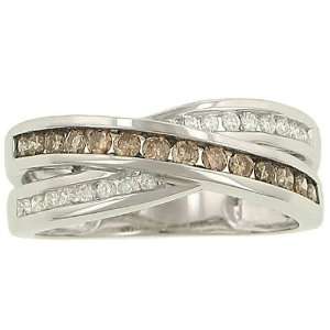    Round Channel Set White & Champagne Diamond Ring .50ct Jewelry