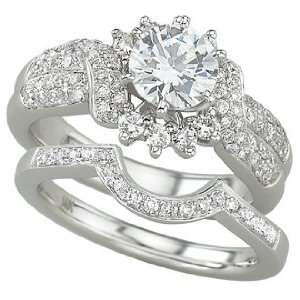  Gold Round Diamond Bridal Semi Mount Band Engagement Ring (Center 