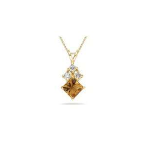   08 Cts Diamond & 1.42 Cts Citrine Pendant in 18K Yellow Gold Jewelry
