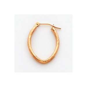  14k Rose Gold 2mm Diamond Cut Hoop Earrings   Measures 
