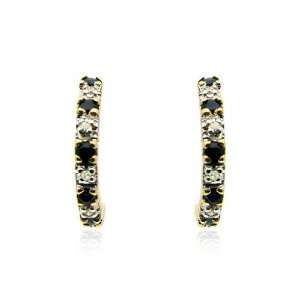    9ct Yellow Gold Sapphire & Diamond Half Hoop Earrings Jewelry