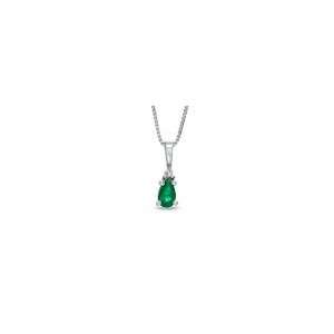 ZALES Diamond Drop Pendant in 14K White Gold Pear Shaped Emerald and 1 