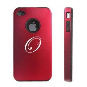   iPhone 4 4S 4 Red D2451 Aluminum & Silicone Case Cover Fancy Letter O