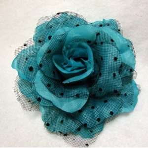    Small Blue Rockabilly Rose Flower Hair Clip and Pin Beauty
