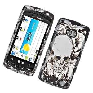Black with Silver Death Skull and Angel Harps Rubber Texture Lg Vx740 