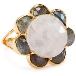   Sutra Yellow Gold Moonstone Labradorite Ring, Size 8 Jewelry