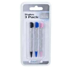  3 PACK (BLUE, PINK AND BLACK) STYLUS FOR NINTENDO DS LITE 