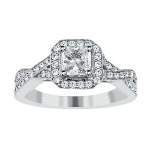 25 CT TW Braided Pave Set Princess Cut Diamond Engagement Ring in 