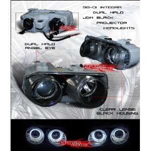   01 DC2 DC4 Dual Halo Angel Eye Projector Headlights Black Automotive