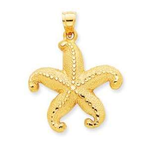  14k Yellow Gold Diamond cut Open Backed Starfish Pendant Jewelry