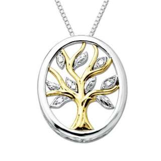  XPY Sterling Silver and 14k Yellow Gold Diamond Tree Of 