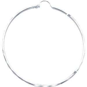  White gold Round Hoop Earrings Polished Jewelry AH 