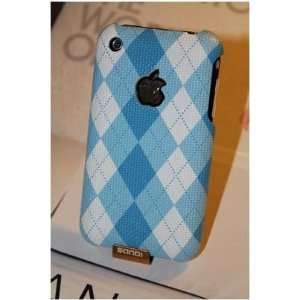  Light Blue Argyle Hard Back Case Cover for iPhone 3g/3gs 