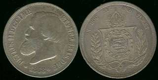 BRAZIL BEAUTIFUL SET 2 SILVER COINS  500 REIS 1867/68  