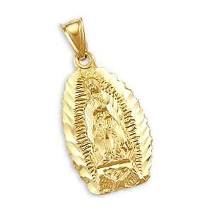  14k Yellow Gold Virgin Mary Charm Pendant Guadalupe 