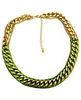 NEW FALCHI by Falchi Necklace, Gold Tone Green Ribbon Necklace