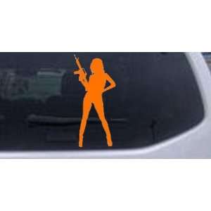 Orange 48in X 22.4in    Sexy Girl With machine Gun Silhouettes Car 