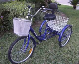 NEW 24 Adult Tricycle unassembled BLUE or RED 3 WHEEL BIKE TRIKE 