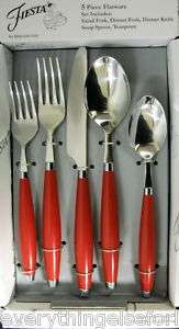 New Fiesta Scarlet 5 Piece Flatware Set in Original Box  