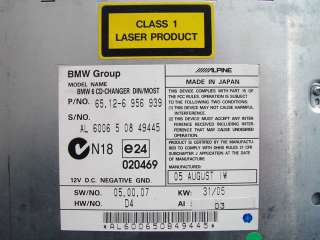 OEM BMW 6 DISC CD CHANGER E60 E61 E63 E64 BMW PART # 65.12 6 956 939 