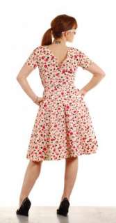 Vintage Womens DAY DRESS full skirt Lucy 50s Pinup Floral Tea Party 