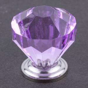 Glass Look Diamond Cut Lavender Purple Acrylic Knob 1 1/4  