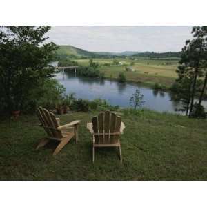  Two Adirondack Chairs on a Scenic Overlook Stretched 
