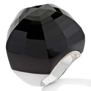   Rose Sterling Silver Paula Faceted Ring ~ Black Agate ~ Size 6 or 7