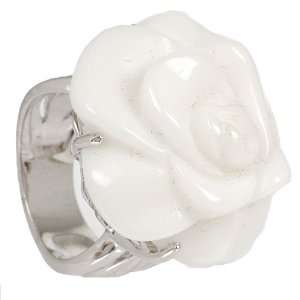  White Agate Peony Ring Jewelry