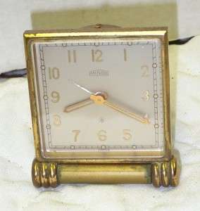 Antique Vtg MINOX Swiss 8 Day Brass Alarm Clock Imhof Angelus 