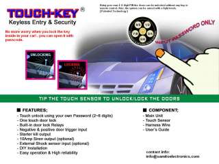 car alarm Touch keypad sensor keyless entry system  