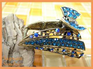 Elegant Blue Crystal Alligator Jaw Hair Clip Claw 675  