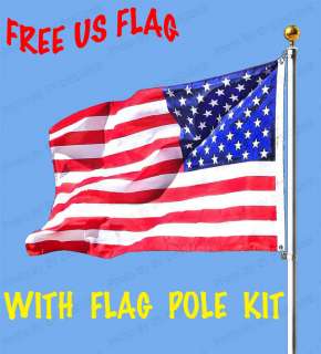 20 FT TELESCOPIC ALUMINUM FLAG POLE FLY 2 FLAGS KIT US  