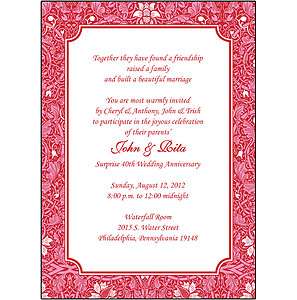 25 Personalized 40th Wedding Anniversary Party Invitations   AP 014 