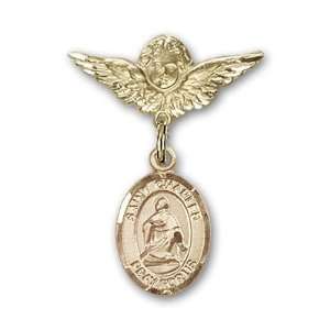   Baby Badge with St. Charles Borromeo Charm and Angel w/Wings Badge Pin