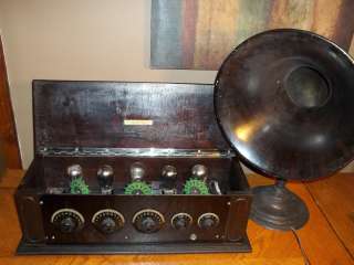 Antique Galloway 5 Tube Radio Vintage Rare 1920s Model w/ Horn  