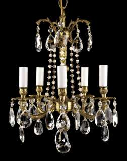 Crystal Chandelier Antique Vintage Brass Bronze Glass Empire Baccarat 